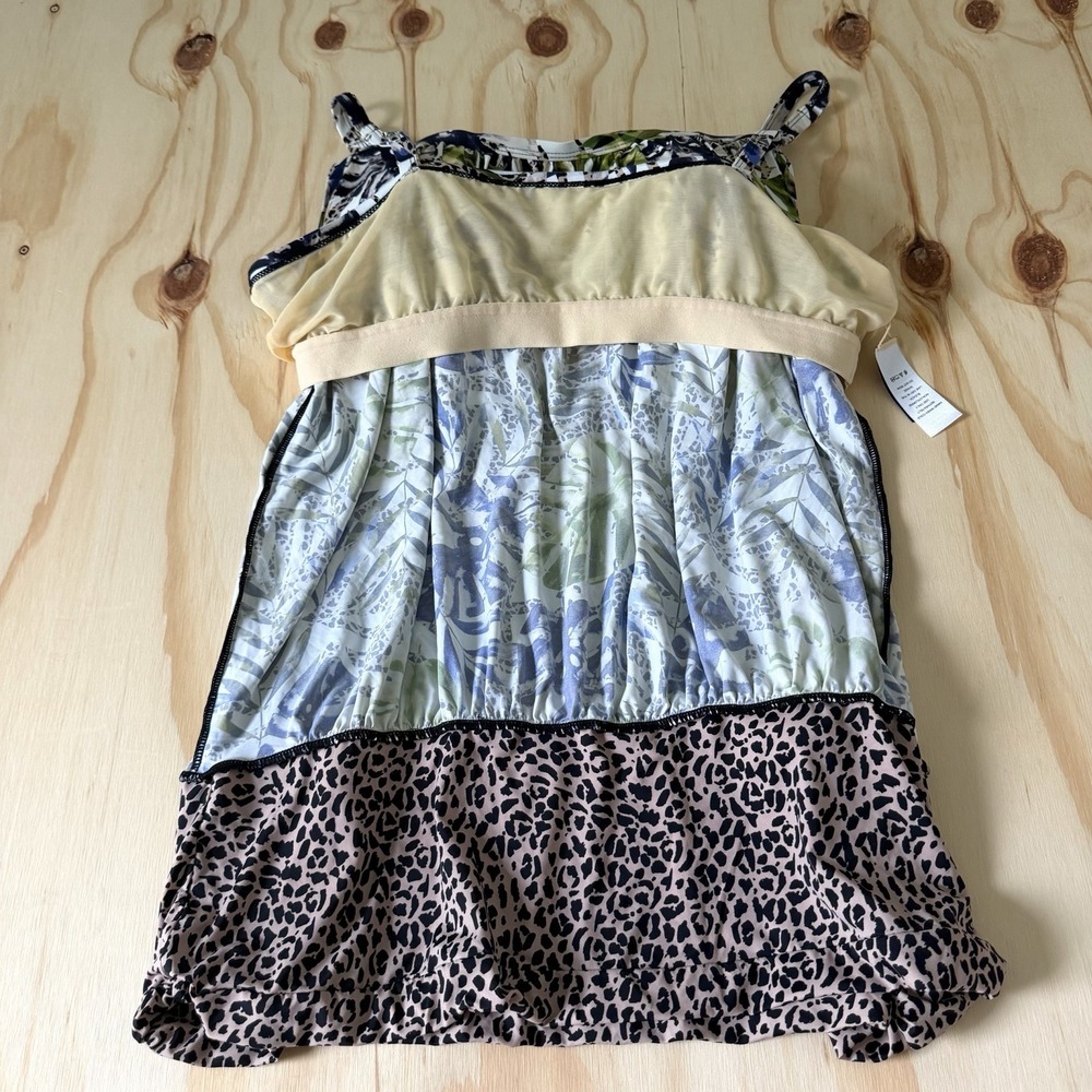 New Swimsuits For All Tankini Top Women 20 Blue Floral Lined Sleeveless Nylon - Picture 8 of 10